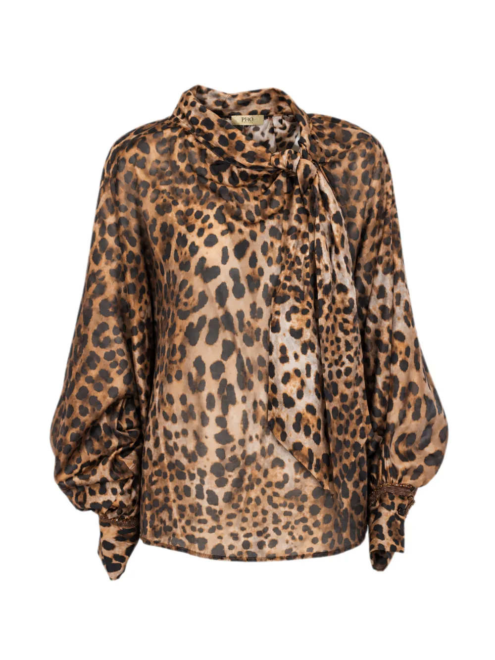 PHO FIRENZE leopard-print pussy-bow blouse