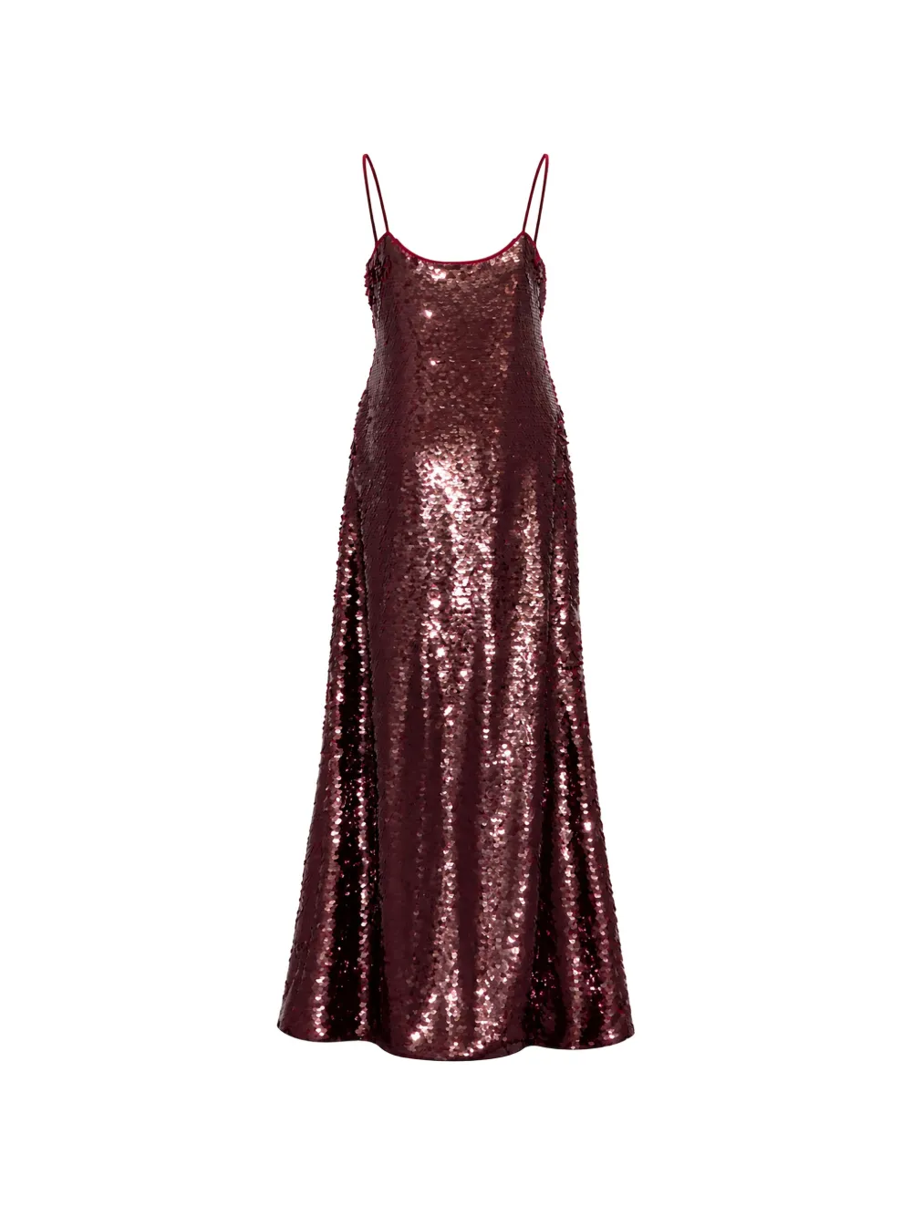 Alberta Ferretti sequin-embellished spaghetti-strap maxi dress Rood