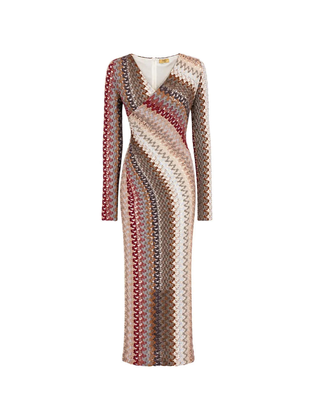 PHO FIRENZE zigzag-pattern jacquard-knit maxi dress - Tons neutres