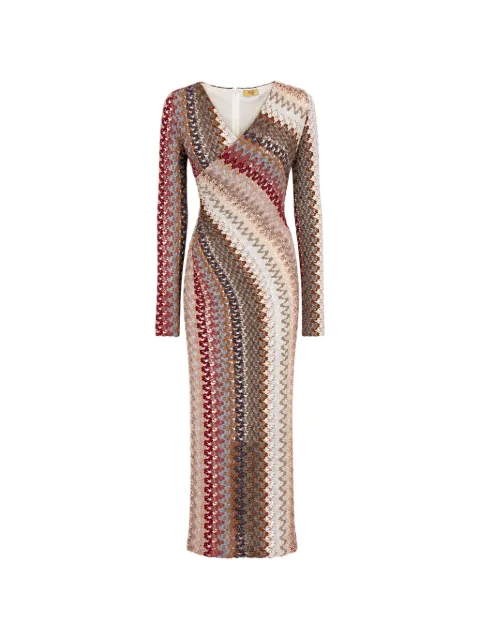 PHO FIRENZE zigzag-pattern jacquard-knit maxi dress