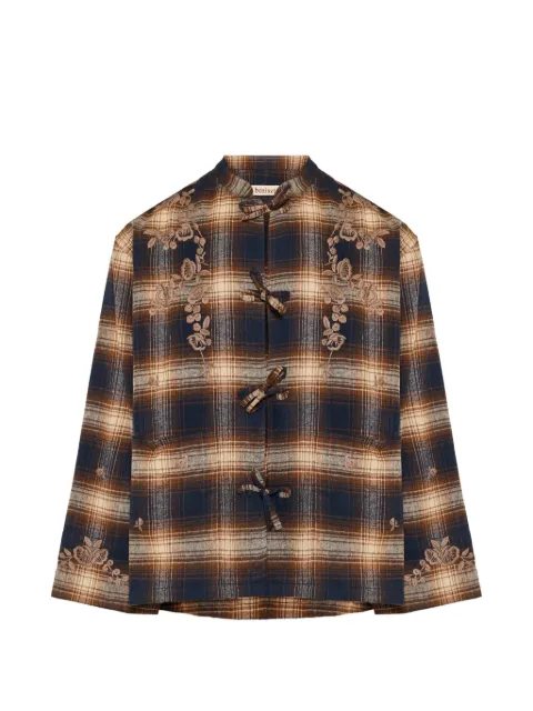 Baziszt Jorah floral-embroidered checked jacket
