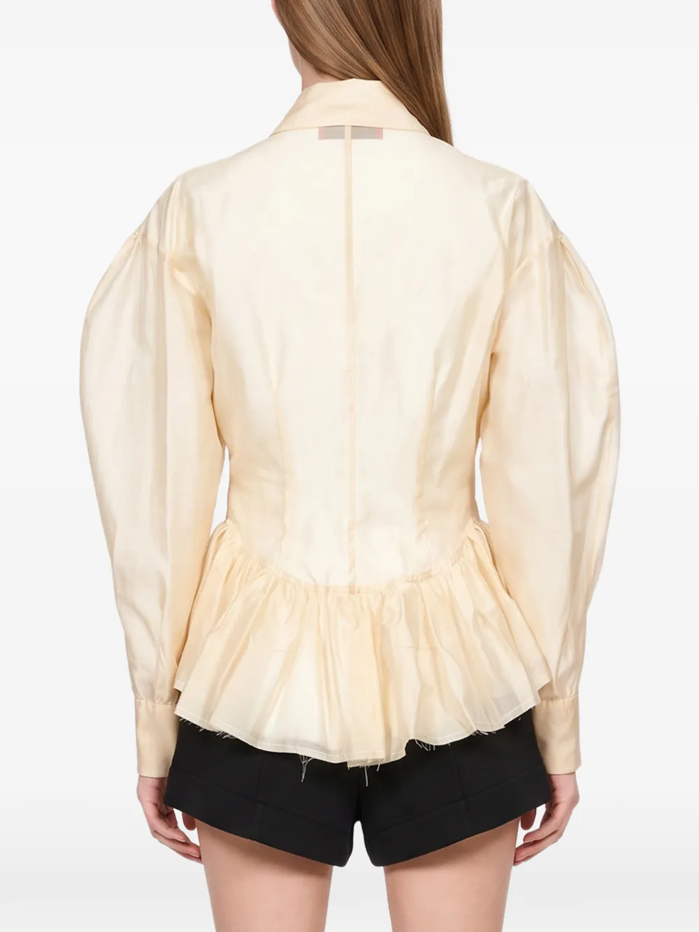THELATEST Elaine peplum-hem balloon-sleeve blouse Beige
