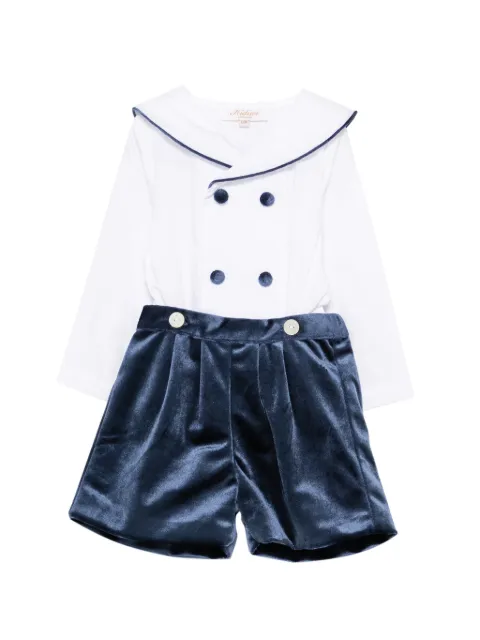 KIDIWI velvet sailor-collar romper