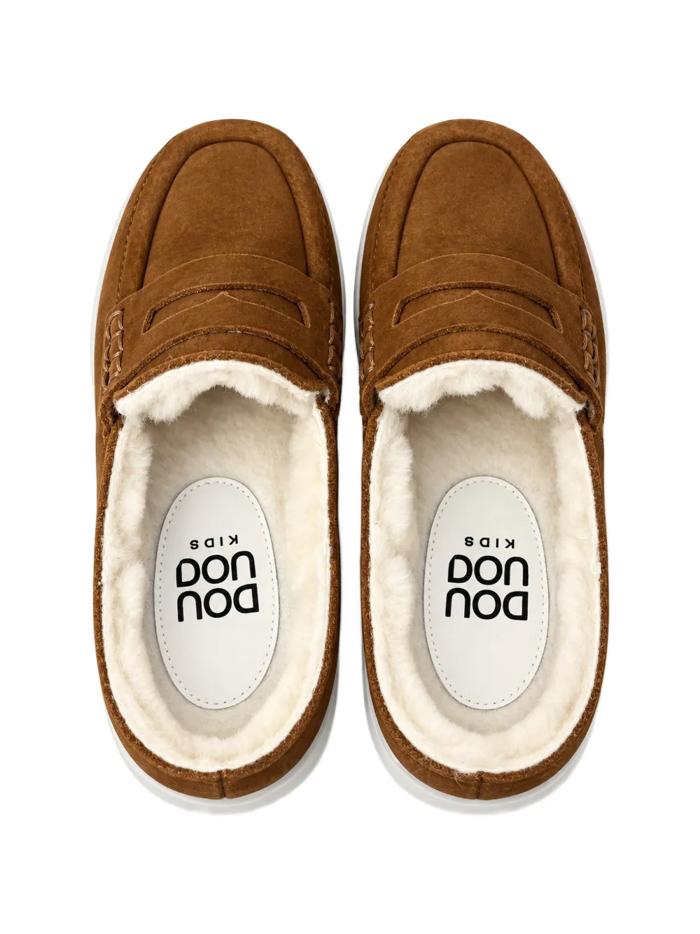 Douuod Kids shearling-lined penny loafers - Marrone