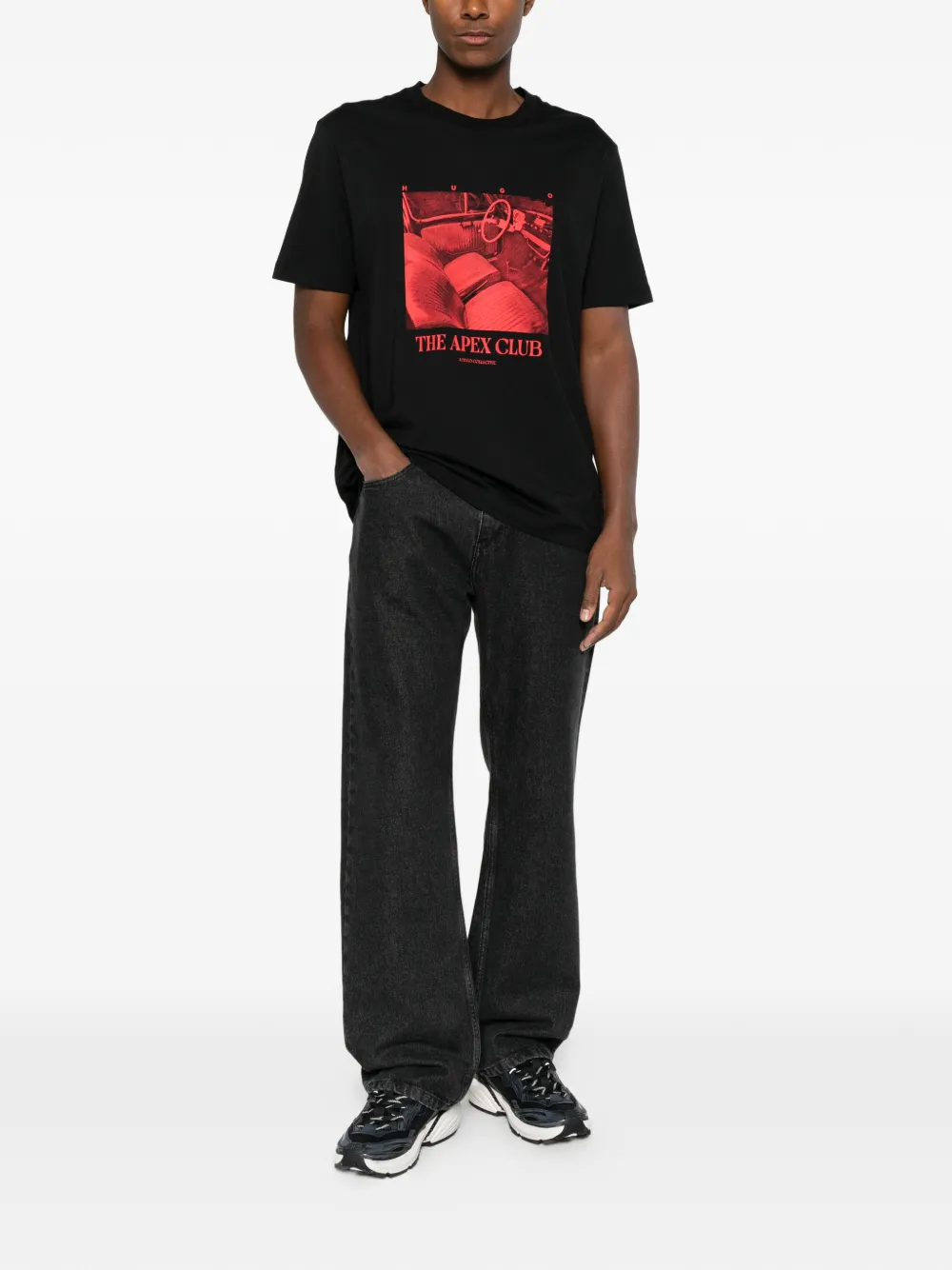 HUGO graphic-print T-shirt Zwart