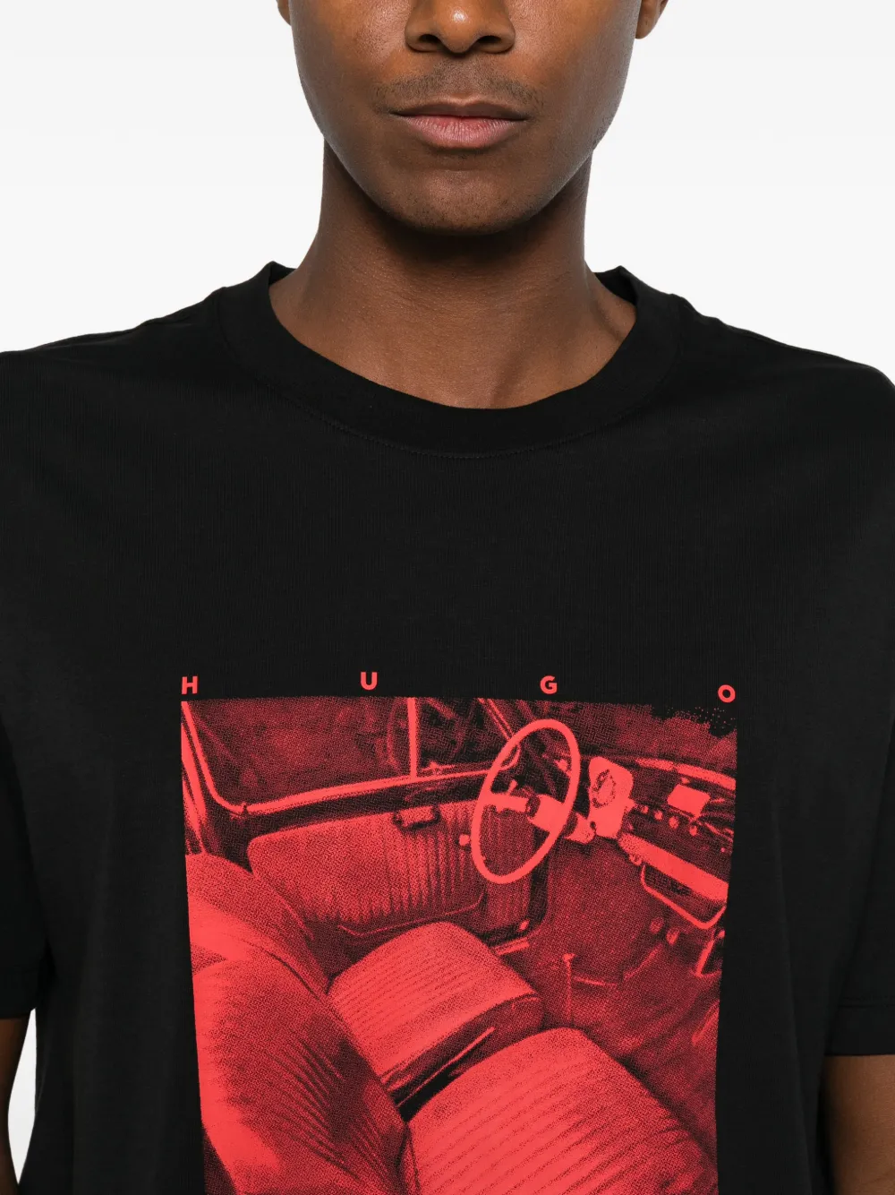 HUGO graphic-print T-shirt Zwart