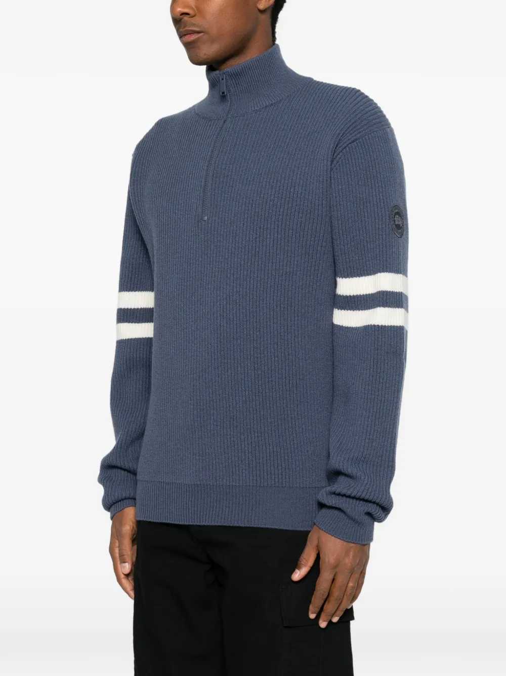 Canada Goose striped quarter-zip sweater Blauw