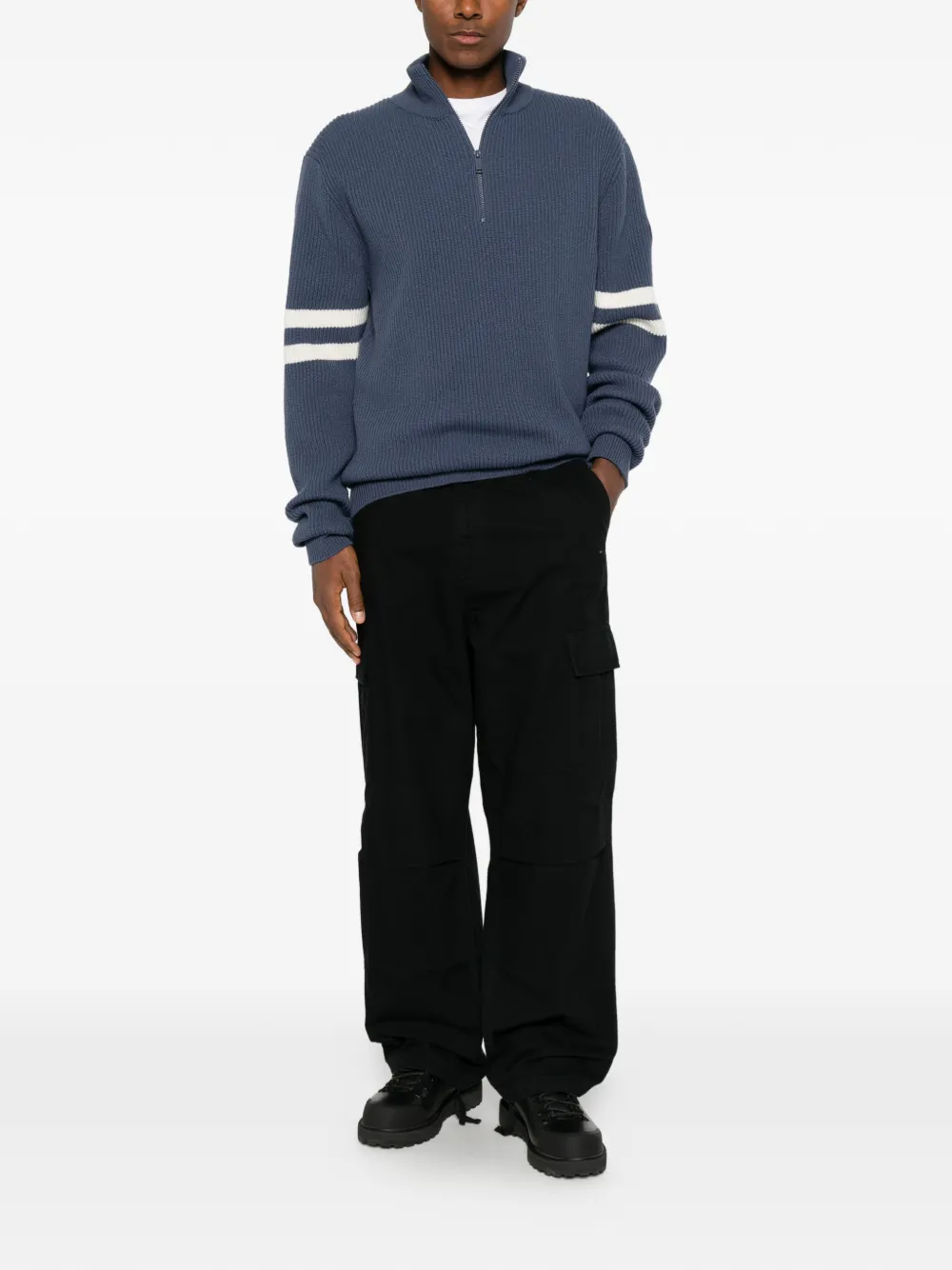 Canada Goose striped quarter-zip sweater Blauw