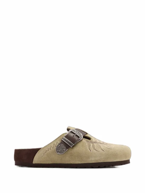 BIRKENSTOCK 1774 x ETRO Boston embroidered buckle-fastening mules