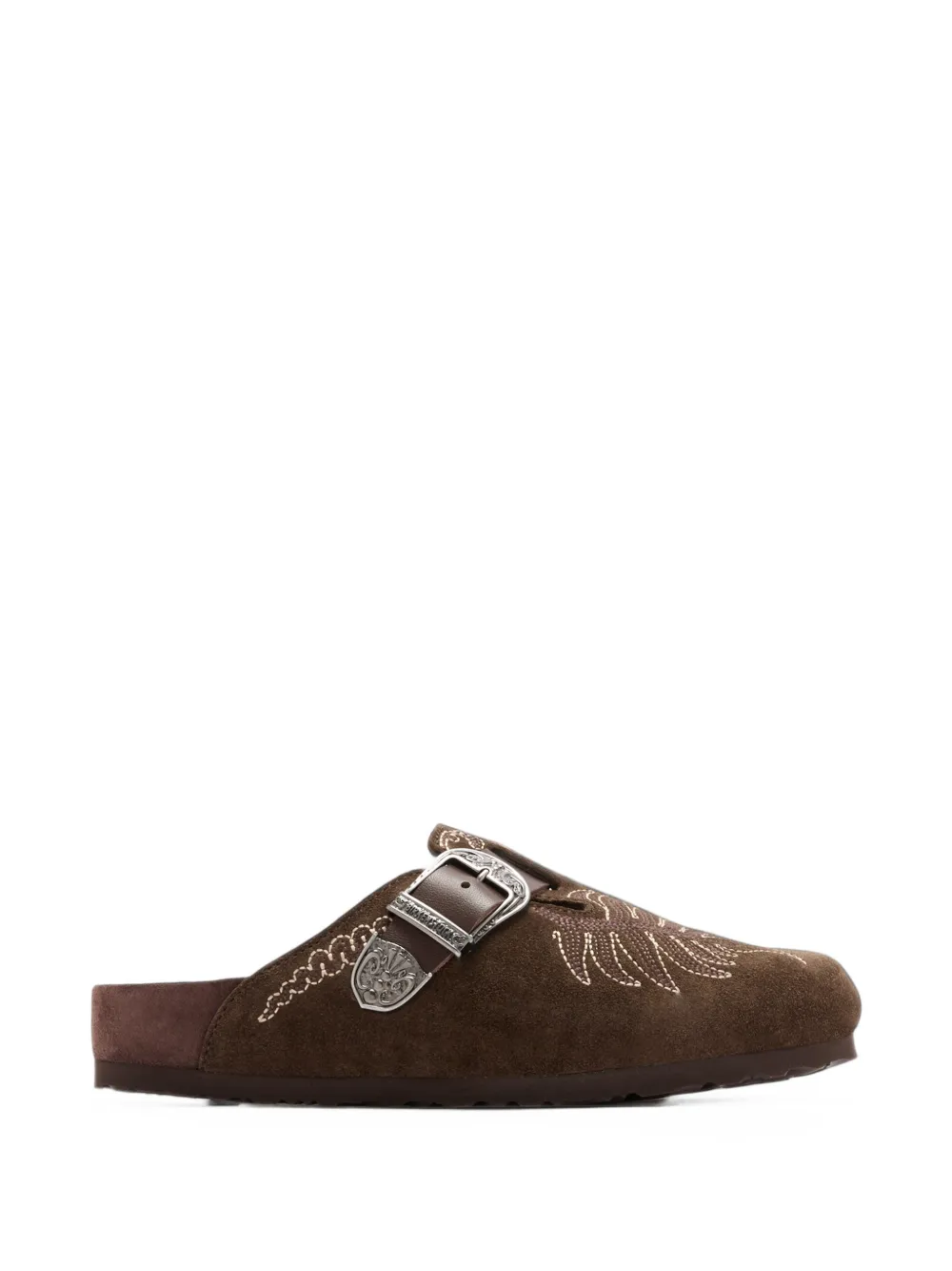 BIRKENSTOCK 1774 x ETRO Boston embroidered buckle-fastening sandals - Marrone