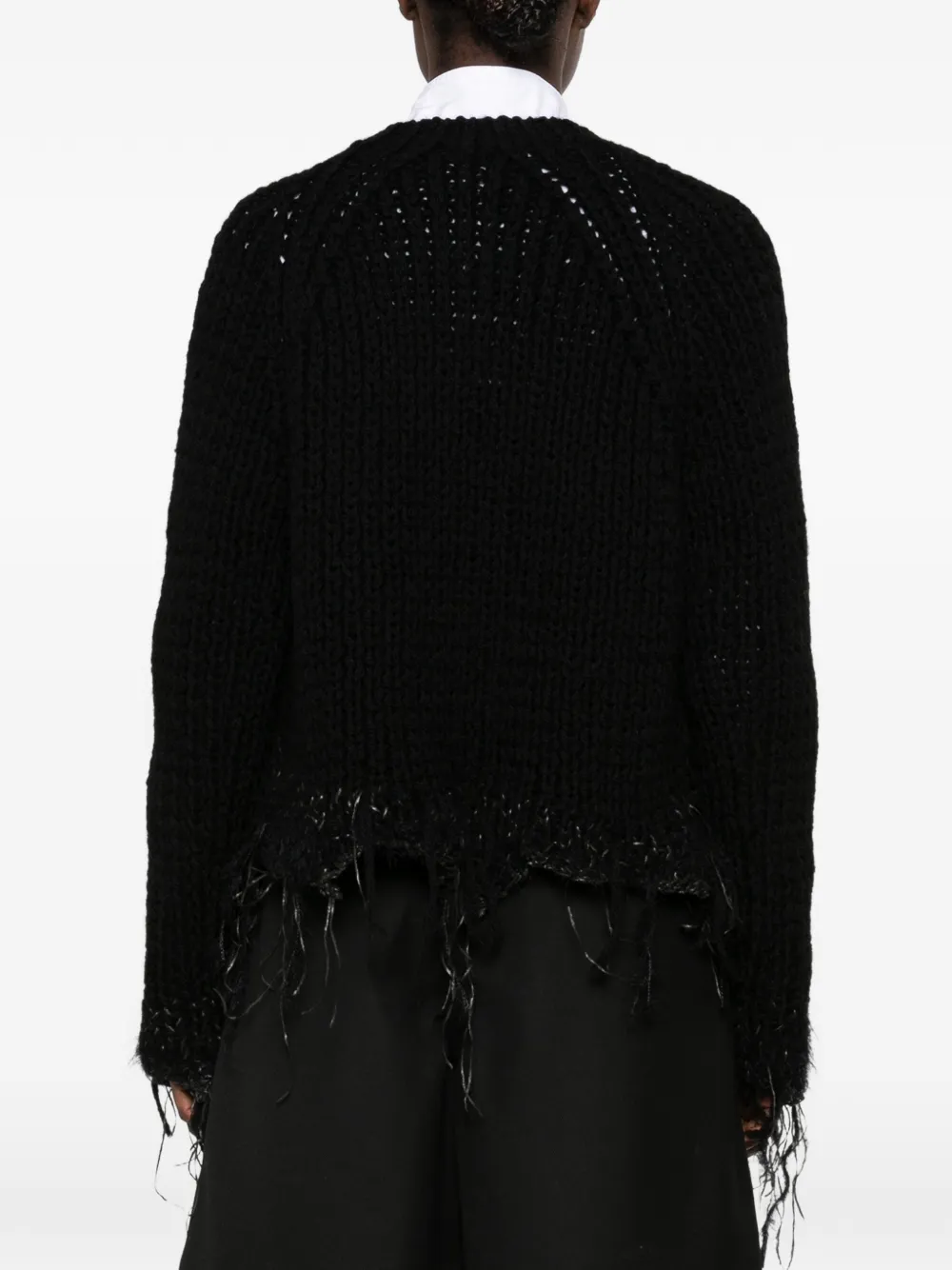 Junya Watanabe distressed chunky-knit sweater Zwart