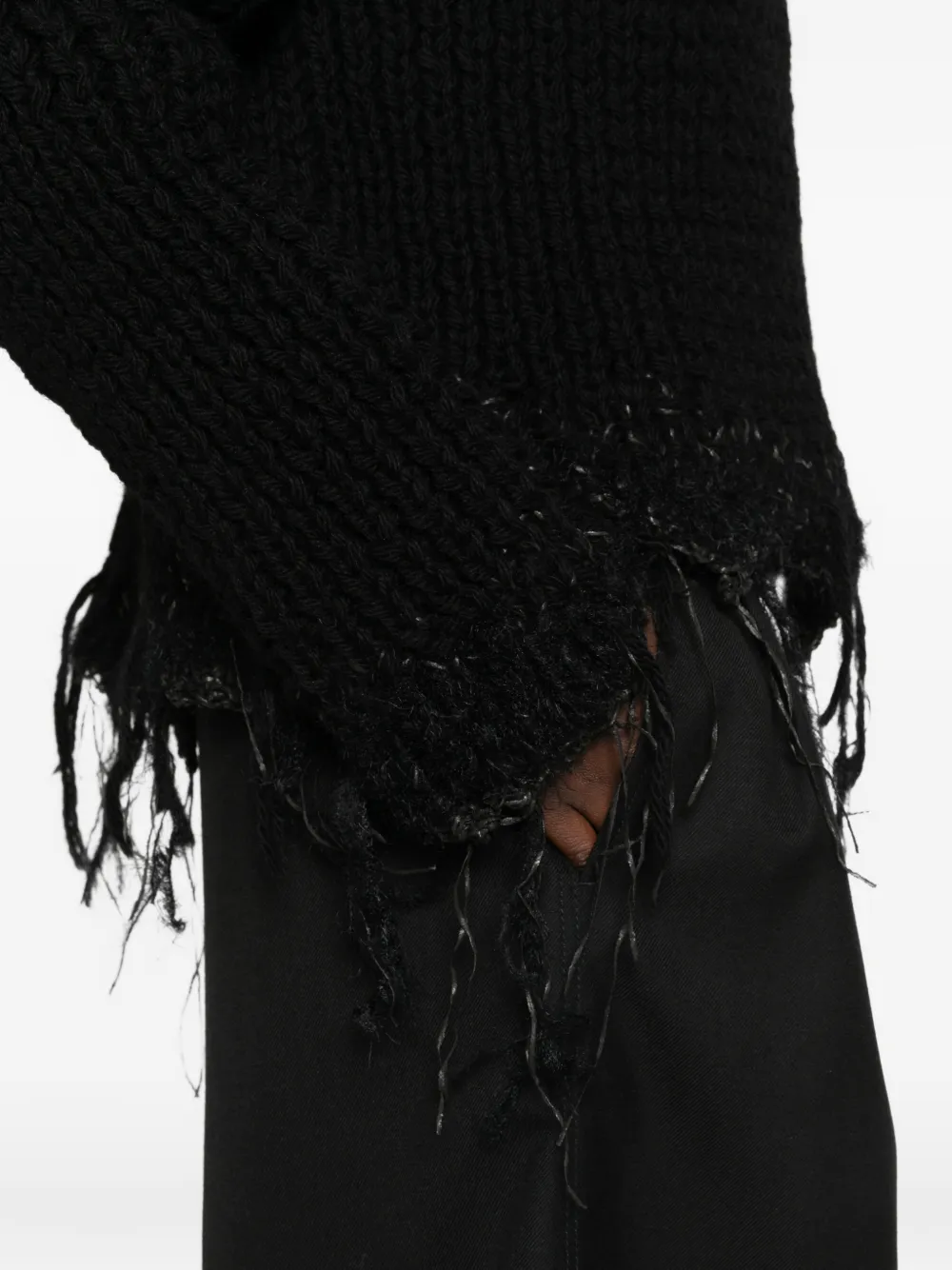Junya Watanabe distressed chunky-knit sweater Zwart