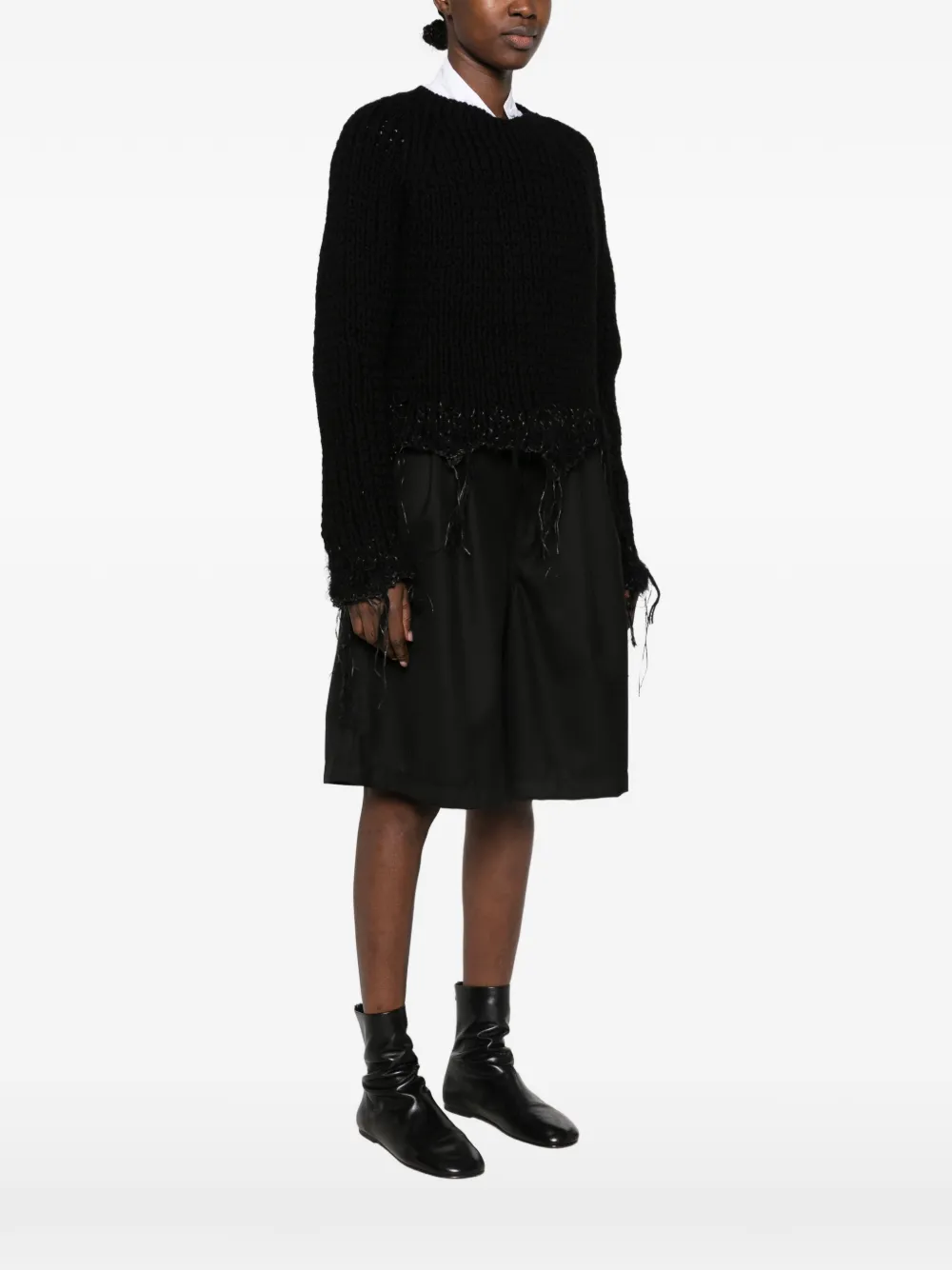 Junya Watanabe distressed chunky-knit sweater Zwart