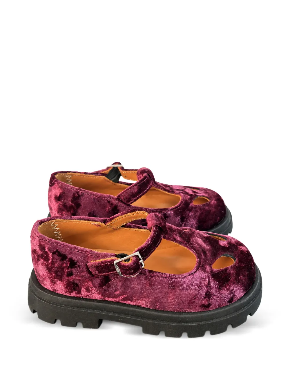Eli1957 velvet T-bar ballet flats - Rosso