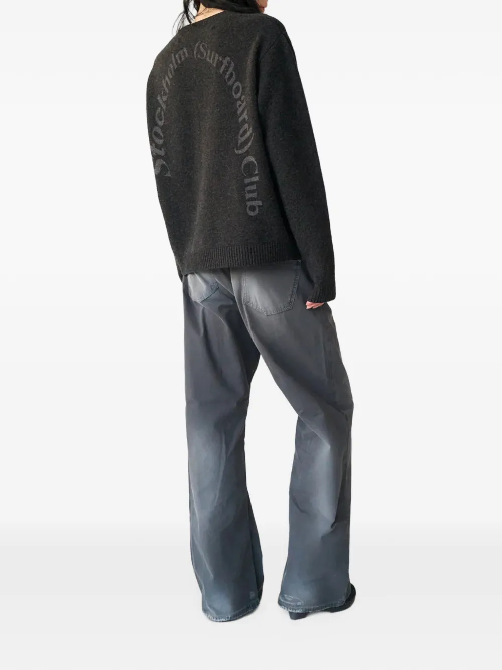 Stockholm Surfboard Club Trui met logoprint en ronde hals Zwart