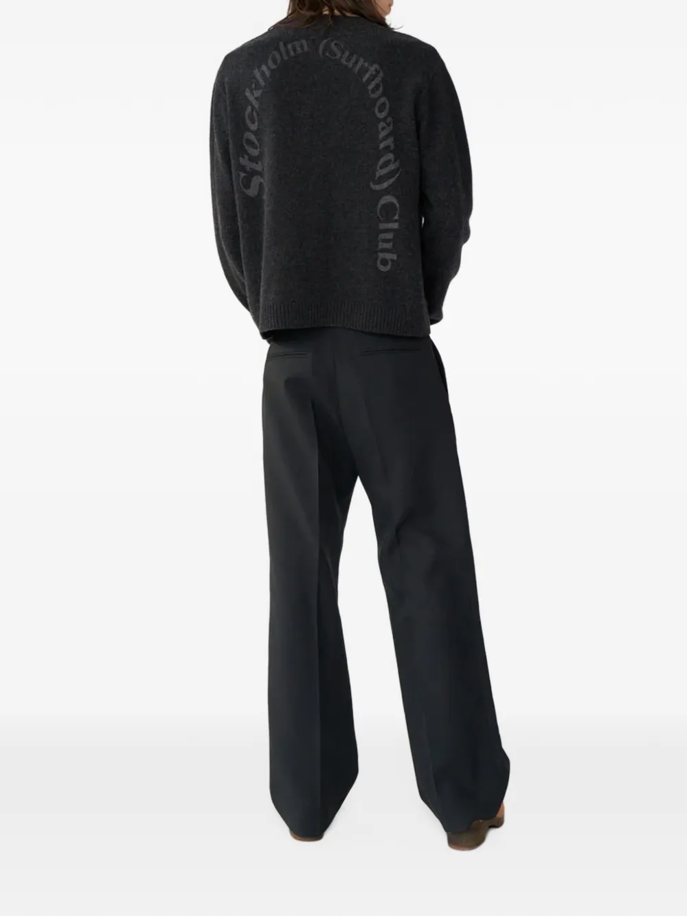 Stockholm Surfboard Club Trui met logoprint en ronde hals Zwart