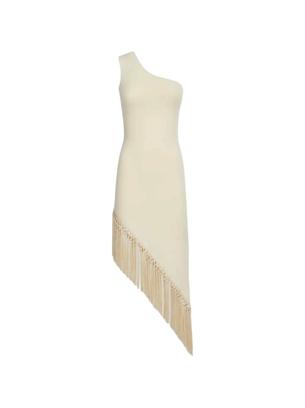 Taller Marmo Yacare asymmetrische midi-jurk met afwerking van franje Beige