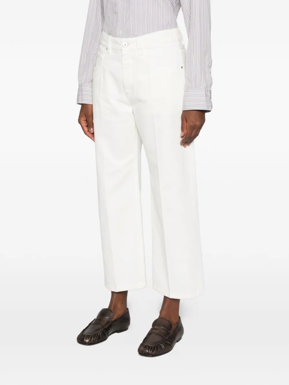 Brunello Cucinelli cottton cropped jeans Wit