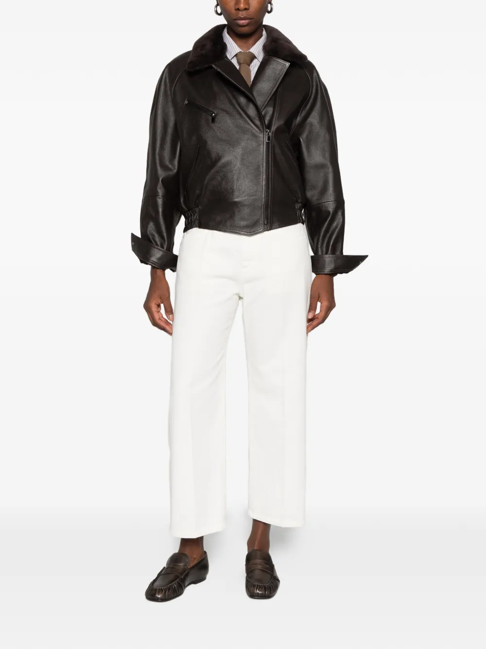Brunello Cucinelli cottton cropped jeans Wit
