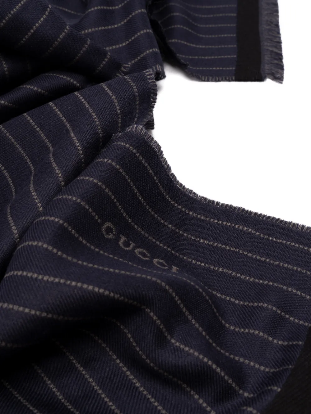 Gucci Zijde-wollen sjaal met krijtstreep Blauw