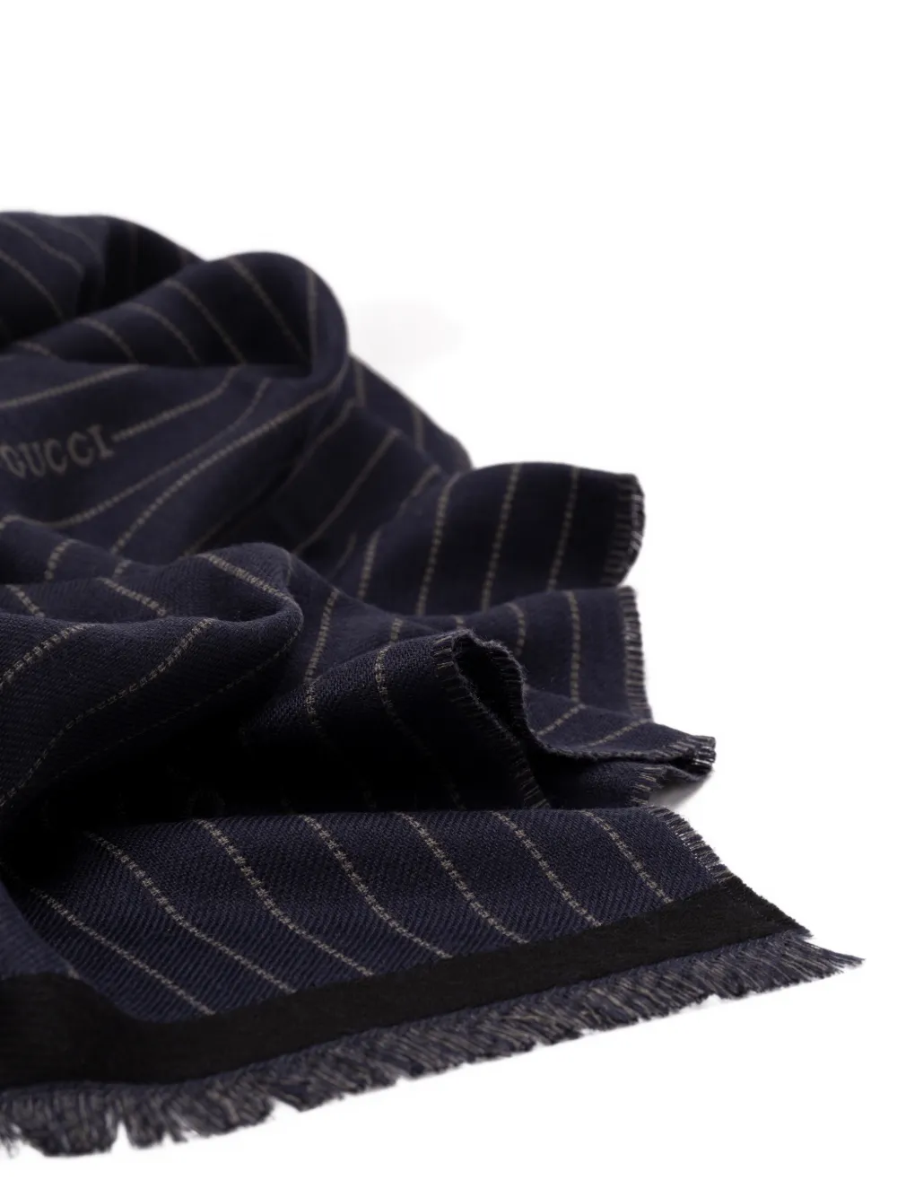 Gucci Zijde-wollen sjaal met krijtstreep Blauw