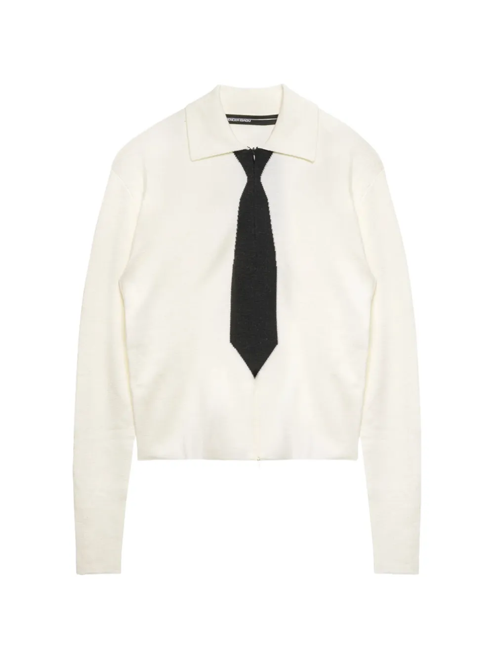 Spencer Badu tie-motif wool sweater - Tons neutres Spencer Badu tie-motif wool sweater - Tons neutres