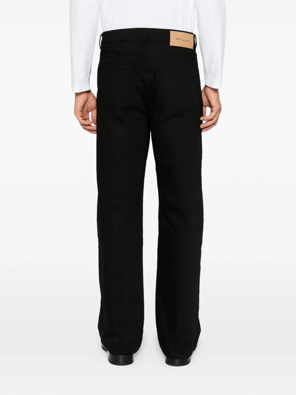 AMI Paris logo-patch wide-leg jeans Zwart