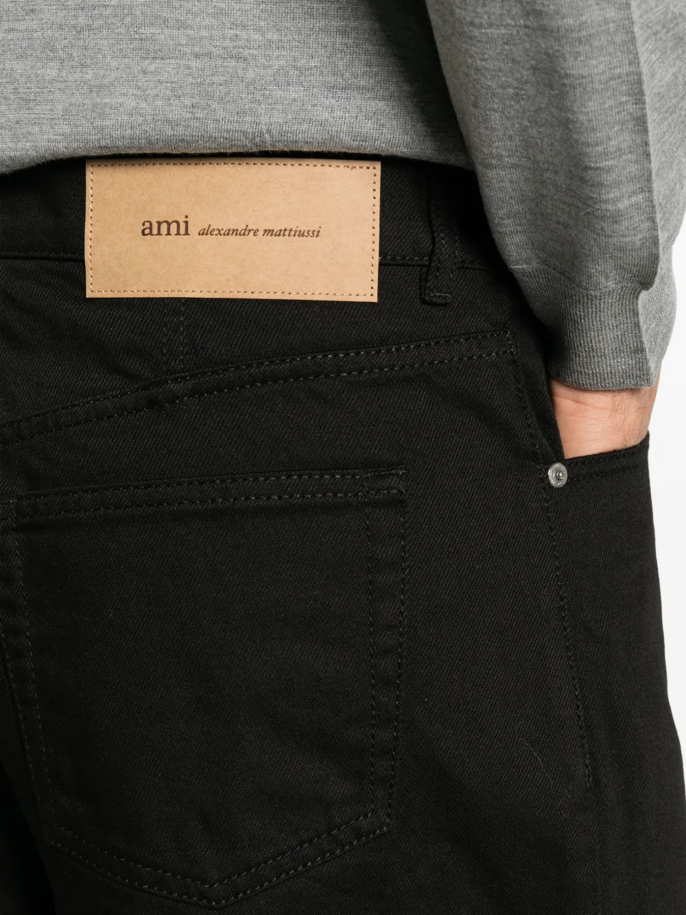 AMI Paris logo-patch wide-leg jeans Zwart