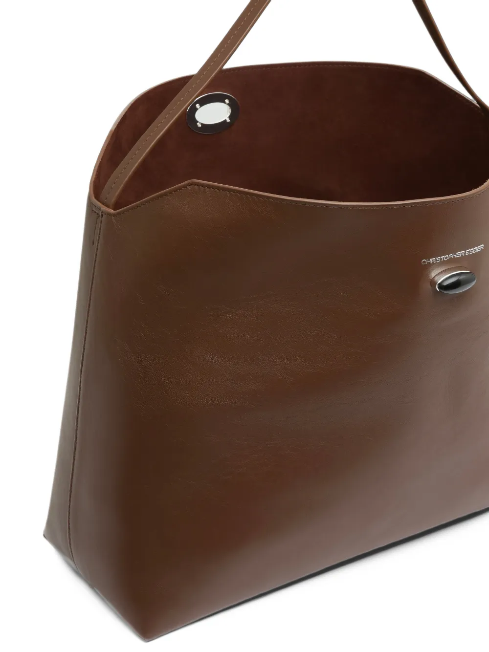 Christopher Esber Turnlock Grande leather shoulder bag Bruin