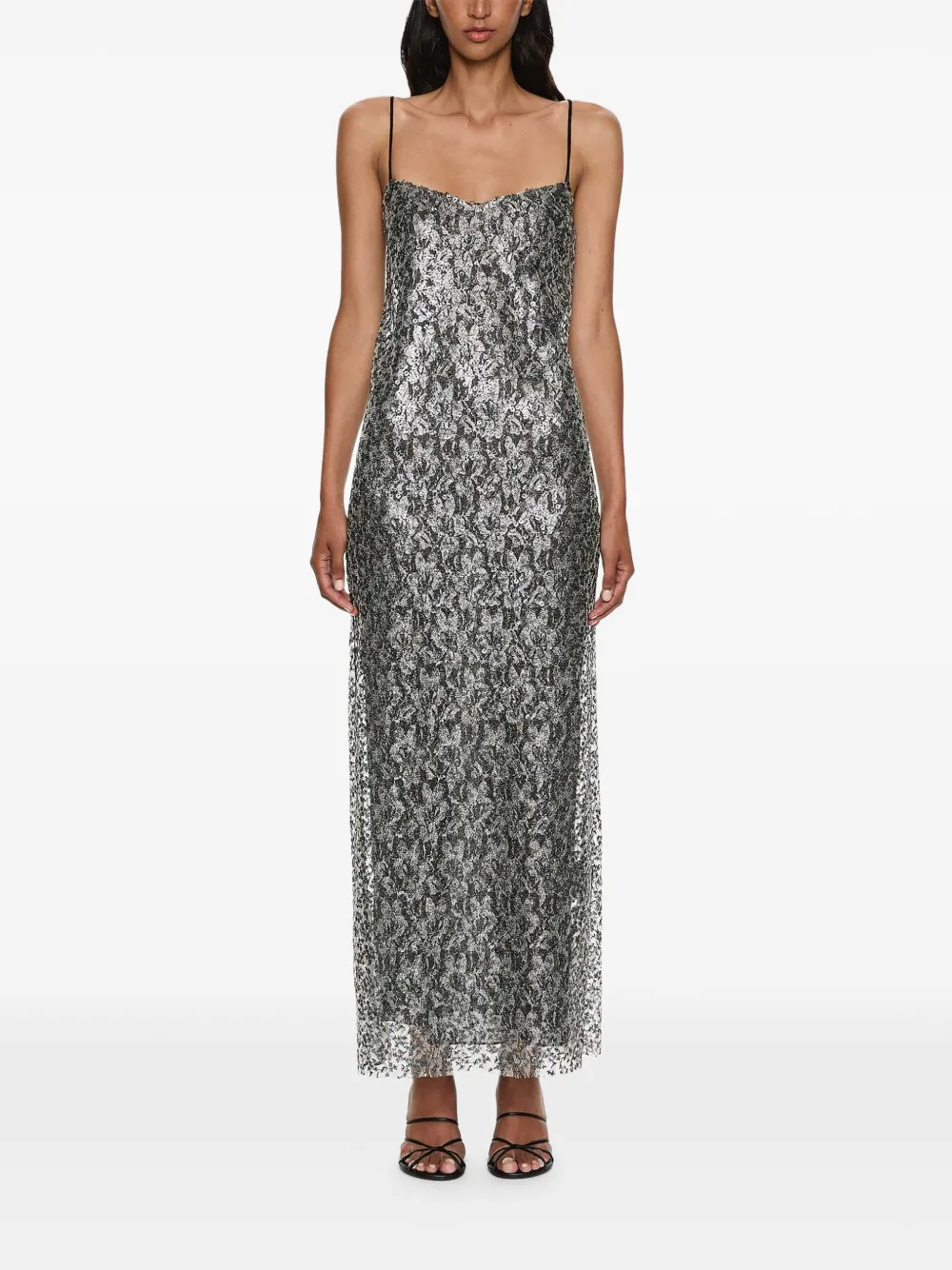 Christopher Esber sequinned lace maxi dress - Grey