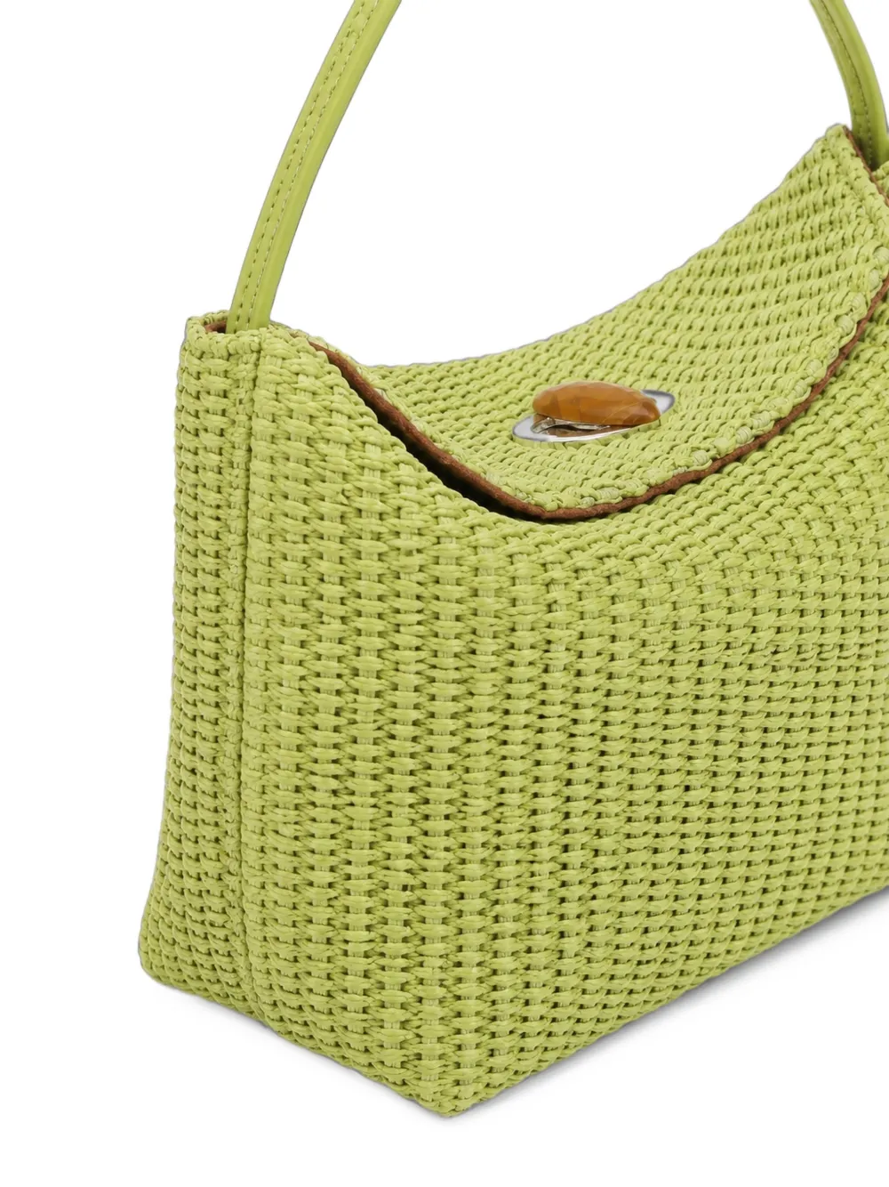 Christopher Esber Turnlock raffia mini-schoudertas Groen