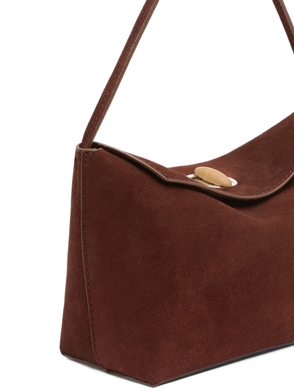 Christopher Esber mini Turnlock suede shoulder bag Bruin
