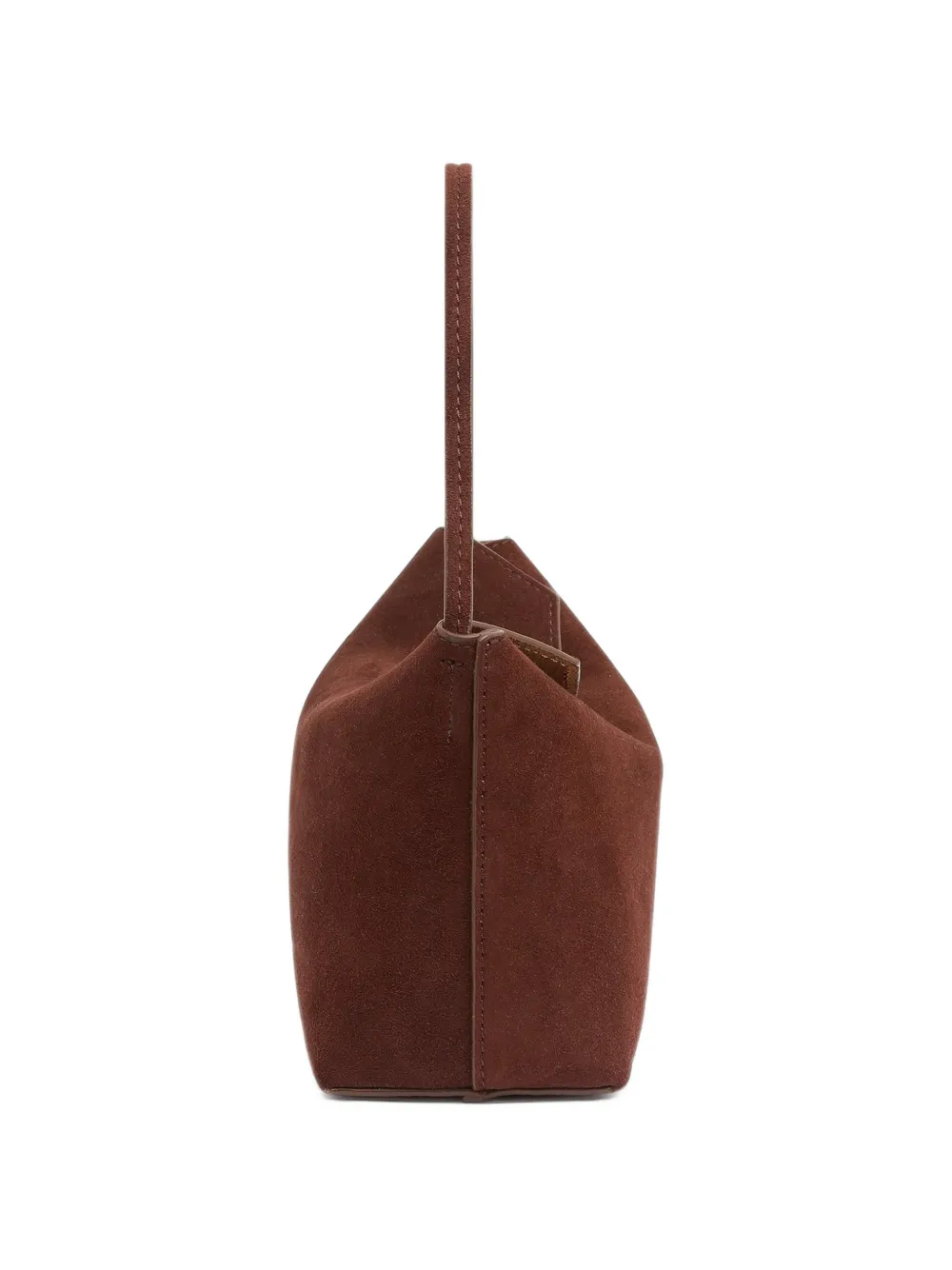 Christopher Esber mini Turnlock suede shoulder bag Bruin