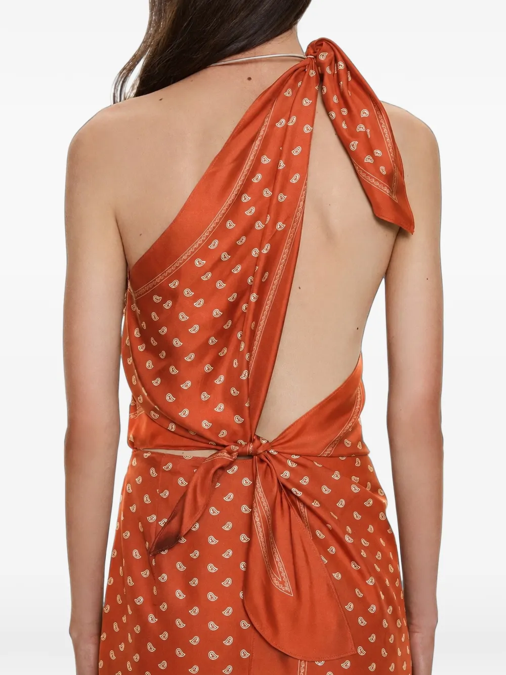 Christopher Esber Asymmetrische maxi-jurk met bandana-print Oranje