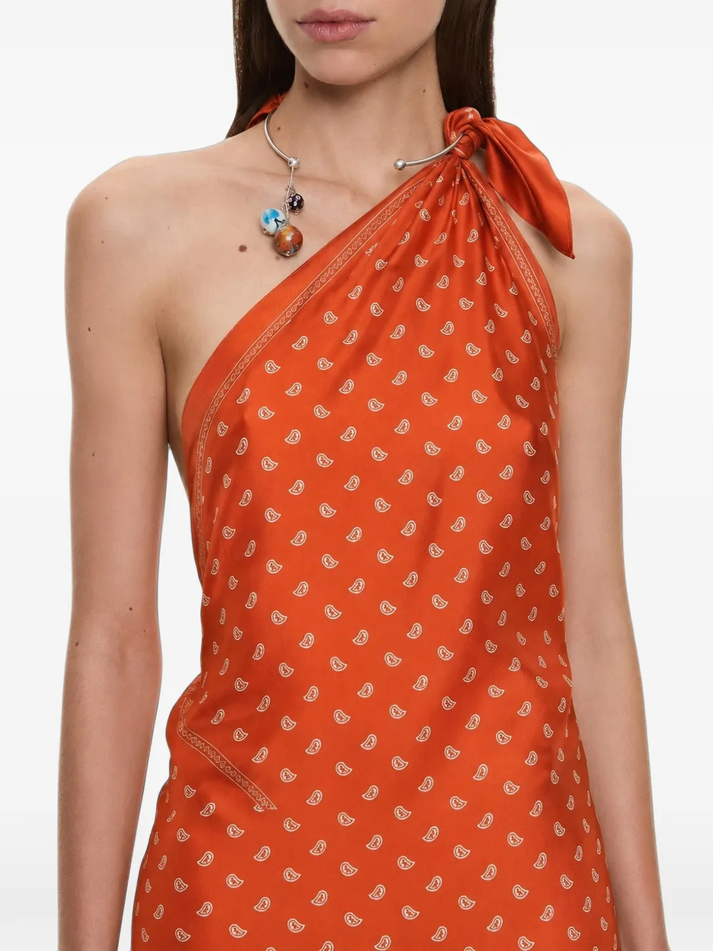 Christopher Esber Asymmetrische maxi-jurk met bandana-print Oranje