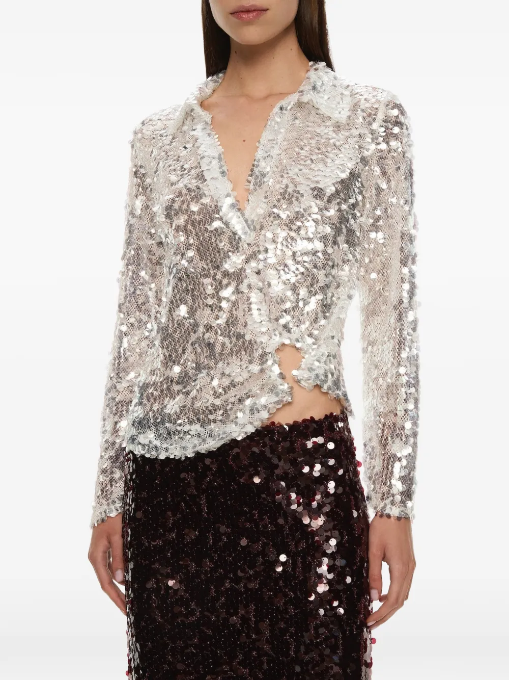 Christopher Esber Opaline blouse verfraaid met pailletten Grijs