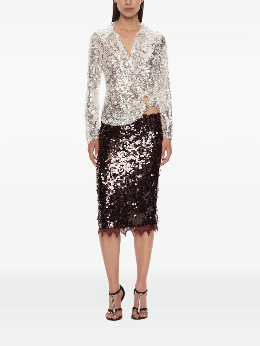 Christopher Esber chemise Opaline à sequins - Gris Christopher Esber chemise Opaline à sequins - Gris