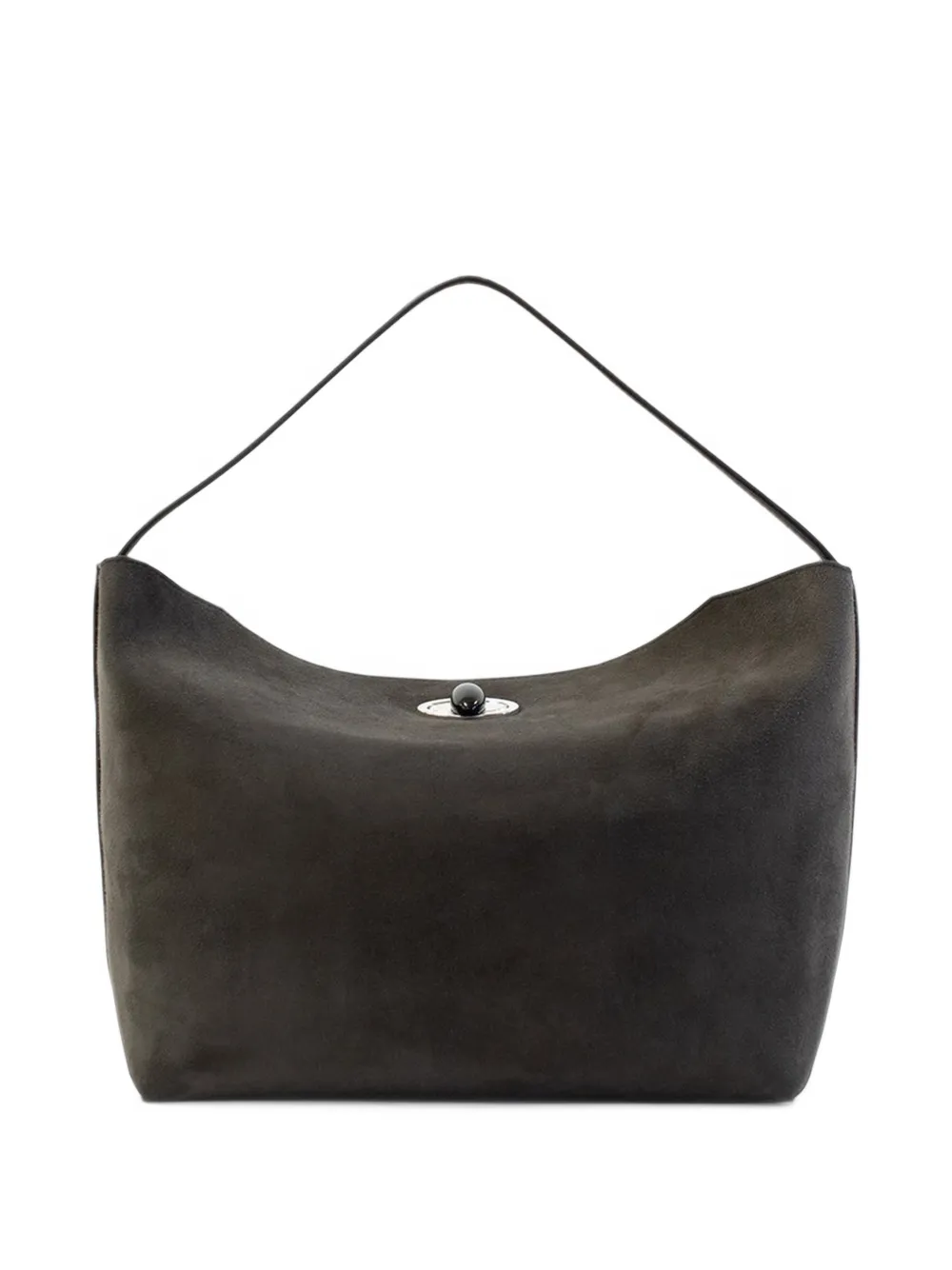 Christopher Esber turnlock suede shoulder bag Grijs