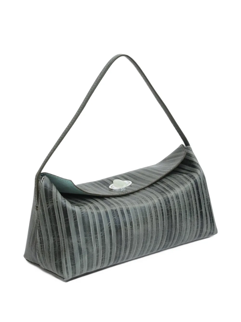 Christopher Esber Doba gestreepte leren shopper met kwartsdraaislot Grijs