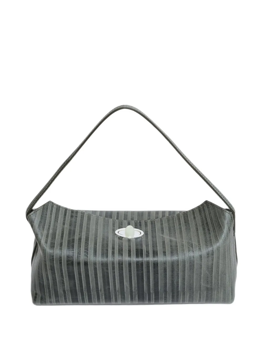 Christopher Esber Doba gestreepte leren shopper met kwartsdraaislot Grijs