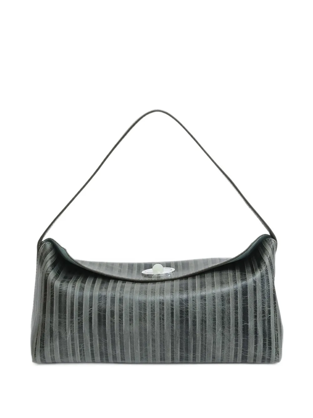 Christopher Esber Doba quartz-turnlock striped-leather tote bag - Gris Christopher Esber Doba quartz-turnlock striped-leather tote bag - Gris