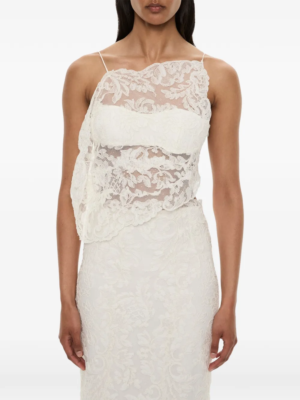 Christopher Esber Reverie floating lace cami tank top - Blanc Christopher Esber Reverie floating lace cami tank top - Blanc