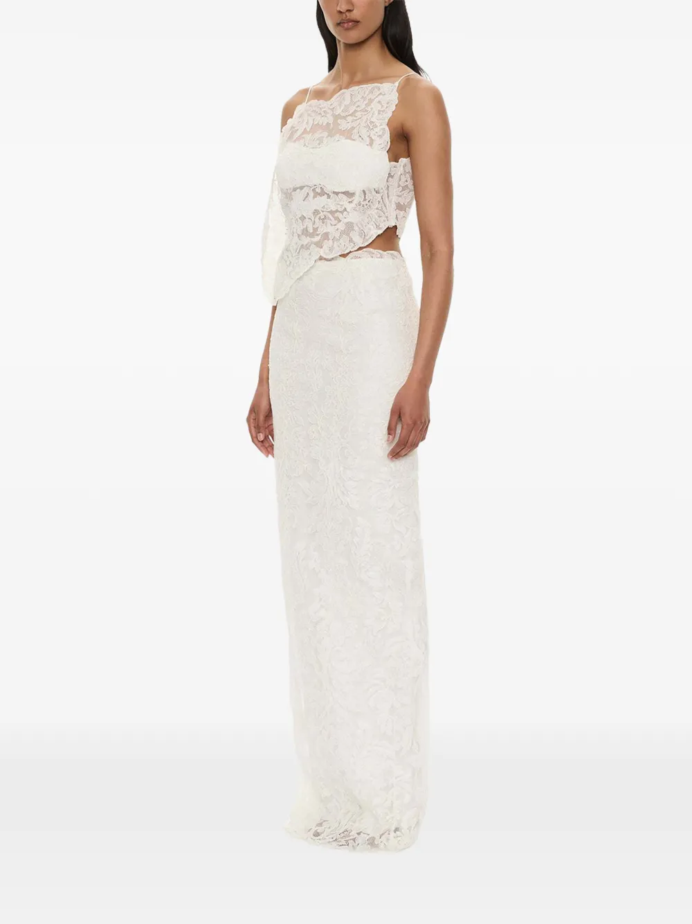 Christopher Esber Reverie floating lace cami tank top Wit