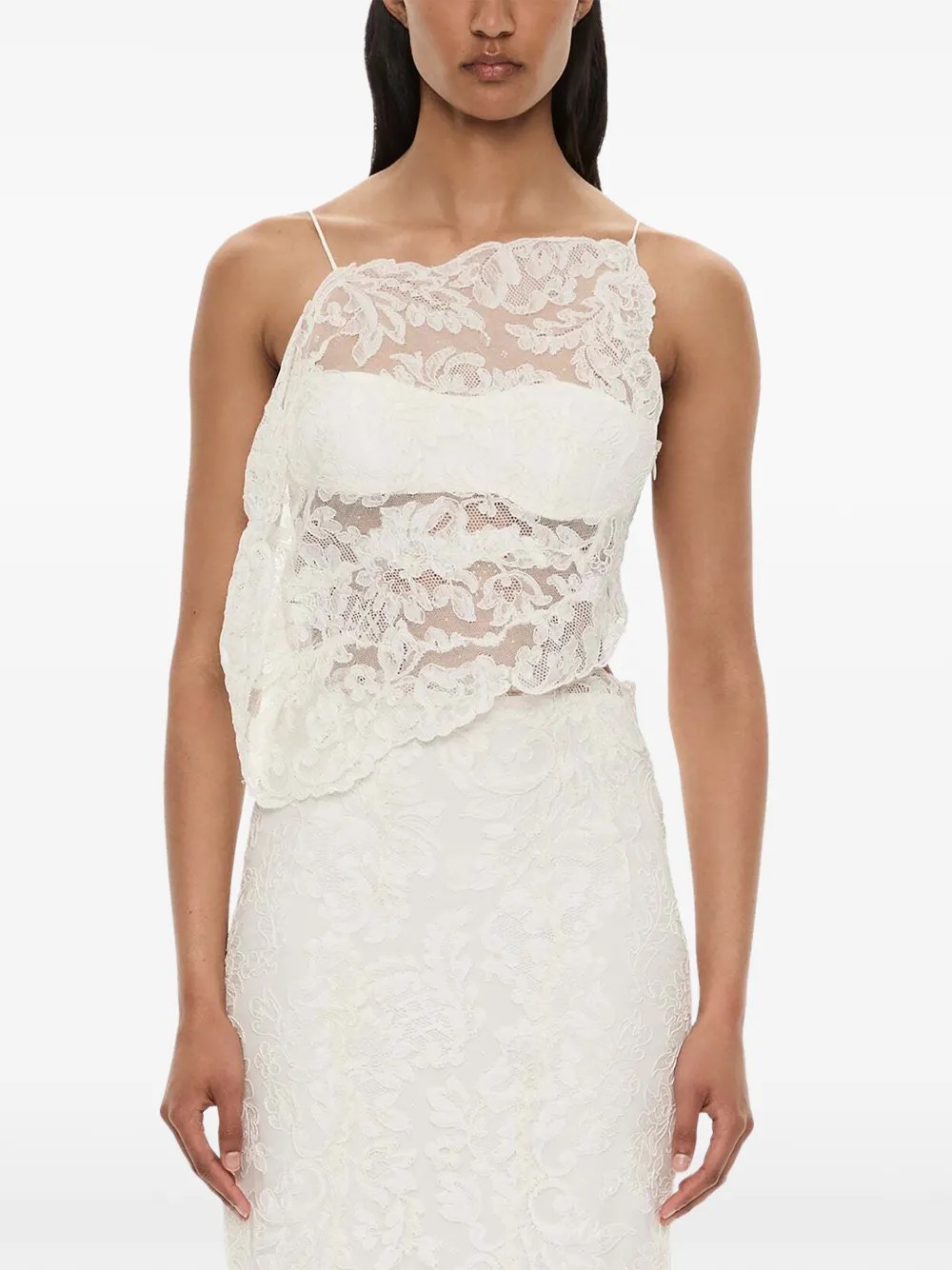 Christopher Esber Reverie floating lace cami tank top Wit