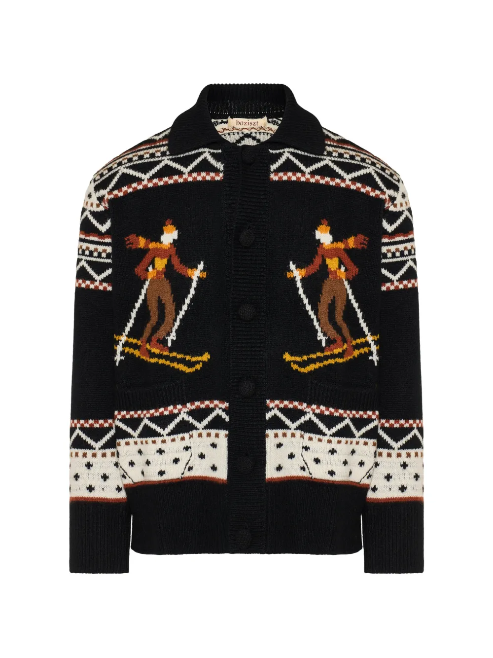 Baziszt Megeve intarsia-knit cashmere cardigan - Nero
