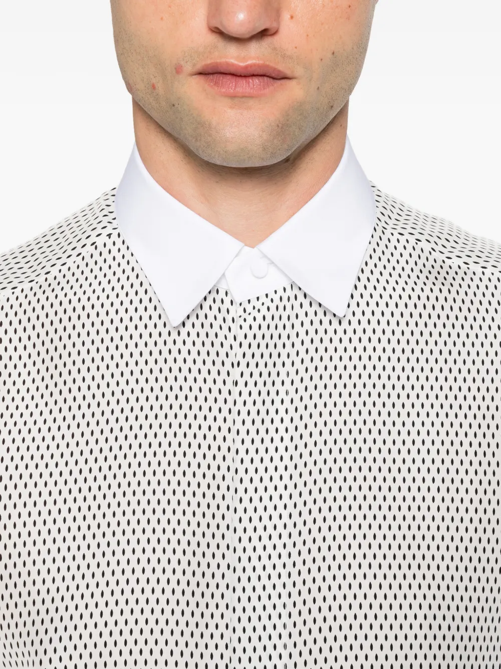 TOM FORD geometric-print contrast-collar shirt Wit