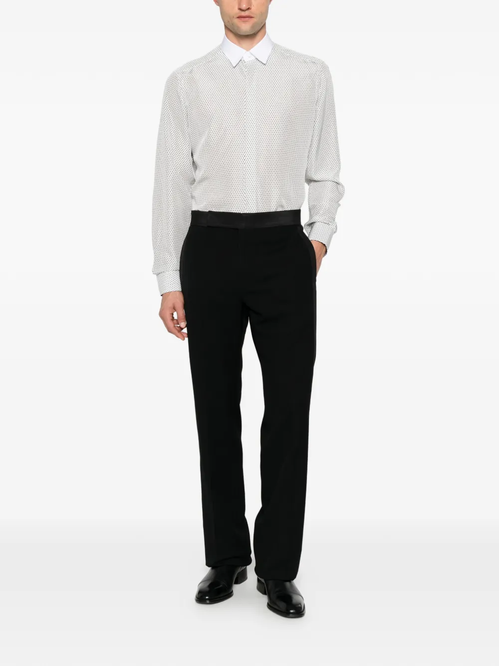 TOM FORD geometric-print contrast-collar shirt Wit