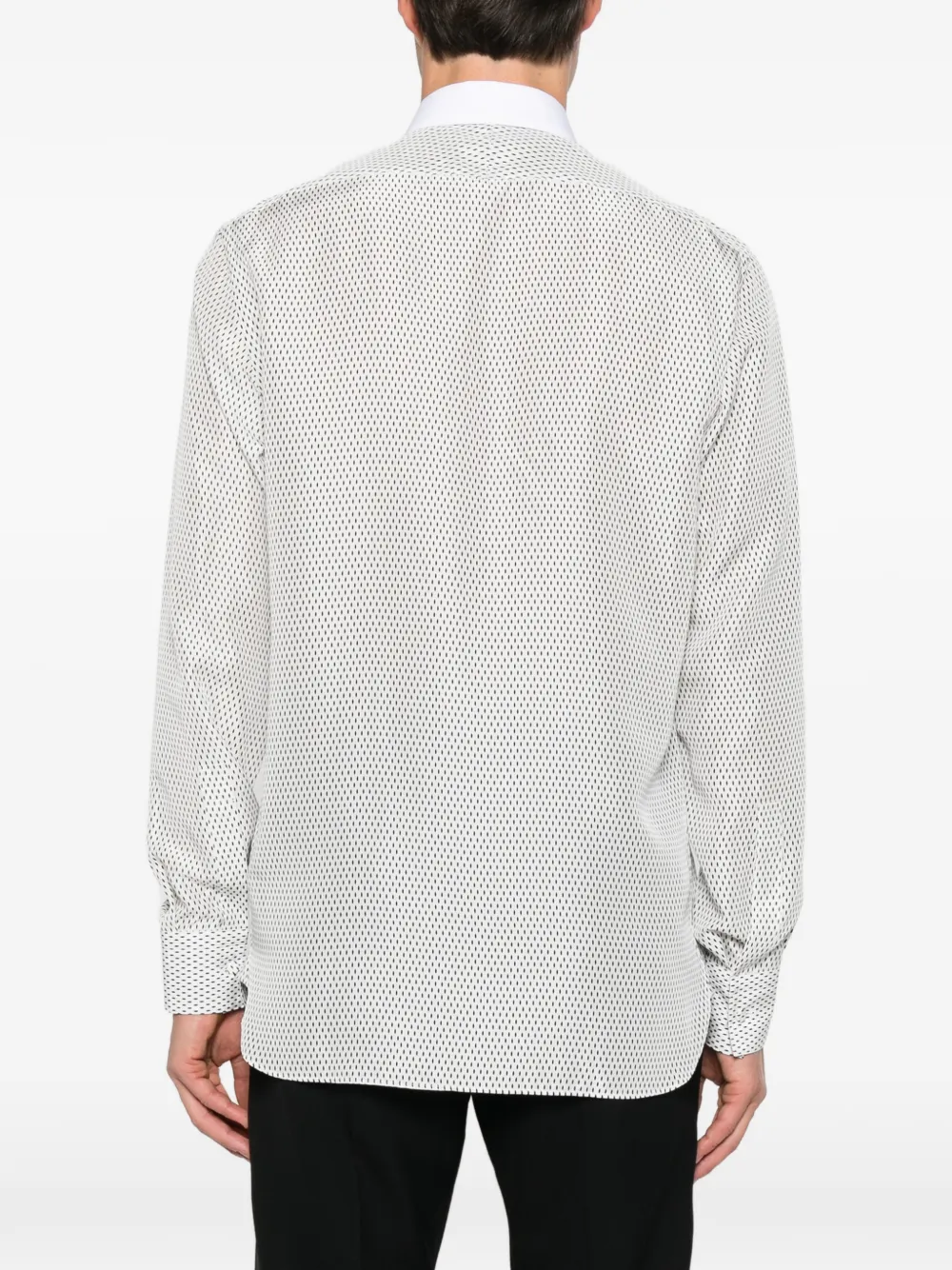 TOM FORD geometric-print contrast-collar shirt Wit