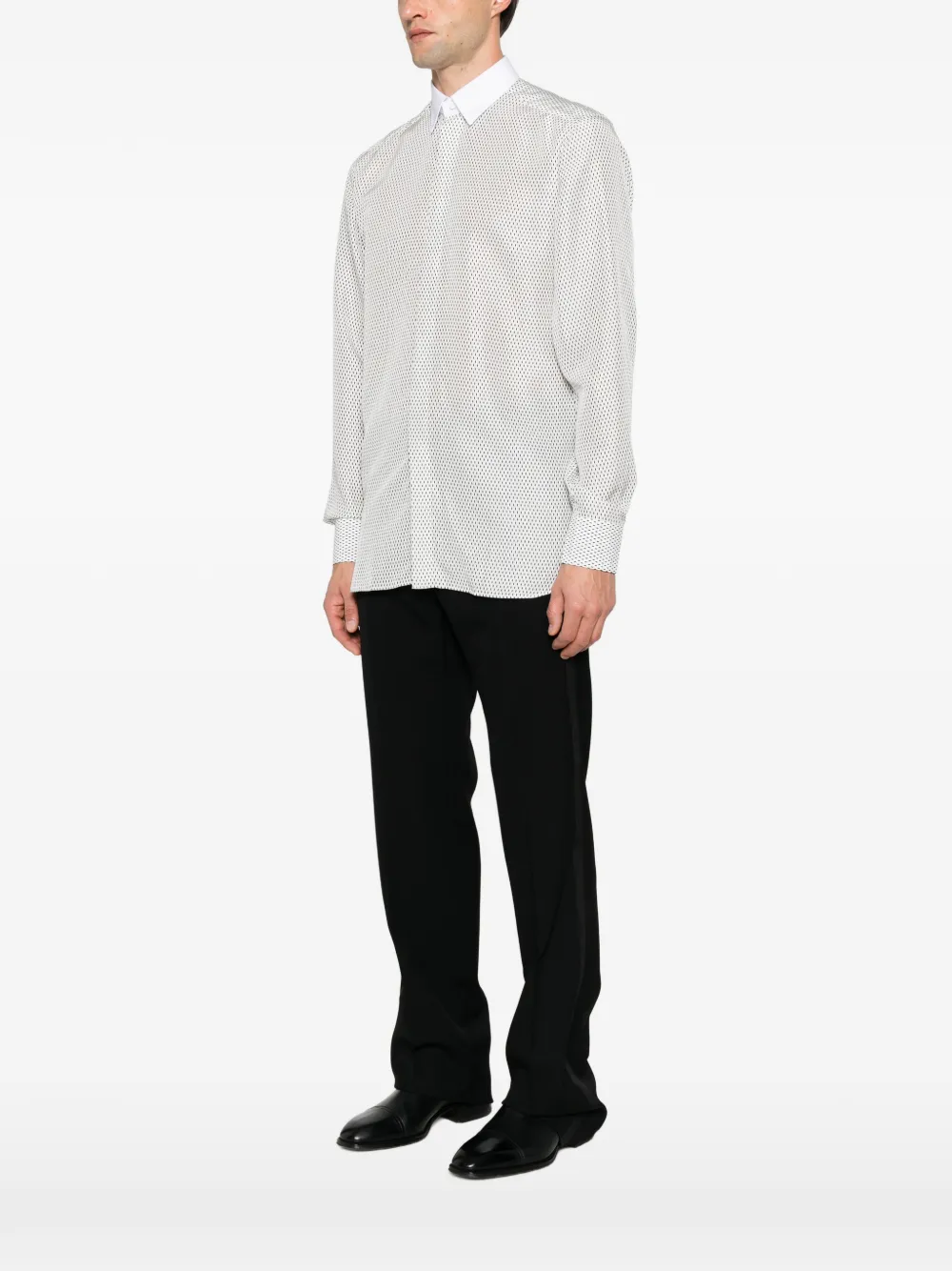 TOM FORD geometric-print contrast-collar shirt Wit