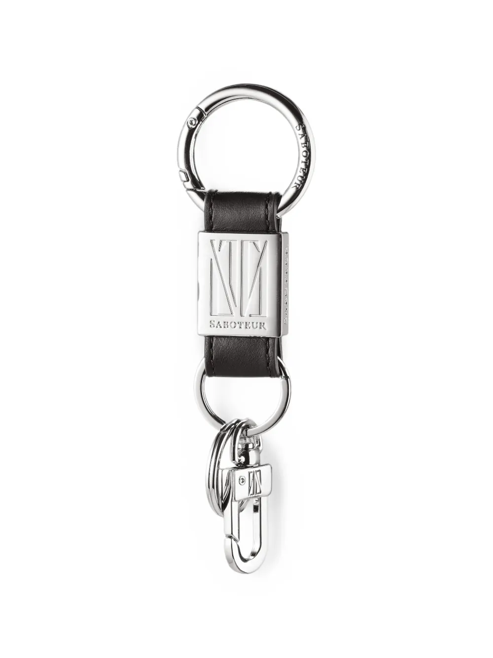 SABOTEUR logo-plaque leather keyring - Schwarz